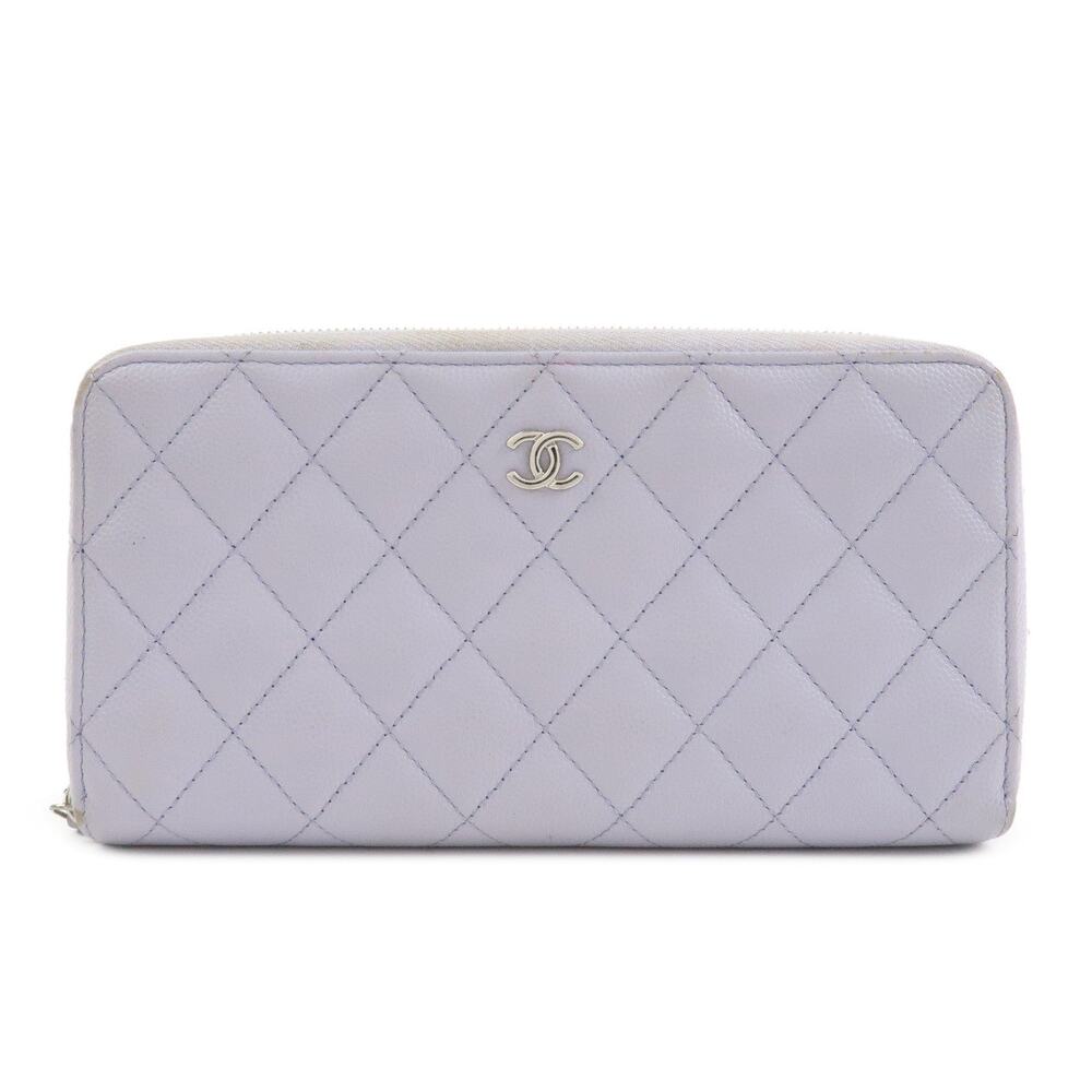 Chanel Matelasse Caviar Leather Zippy Wallet Purple